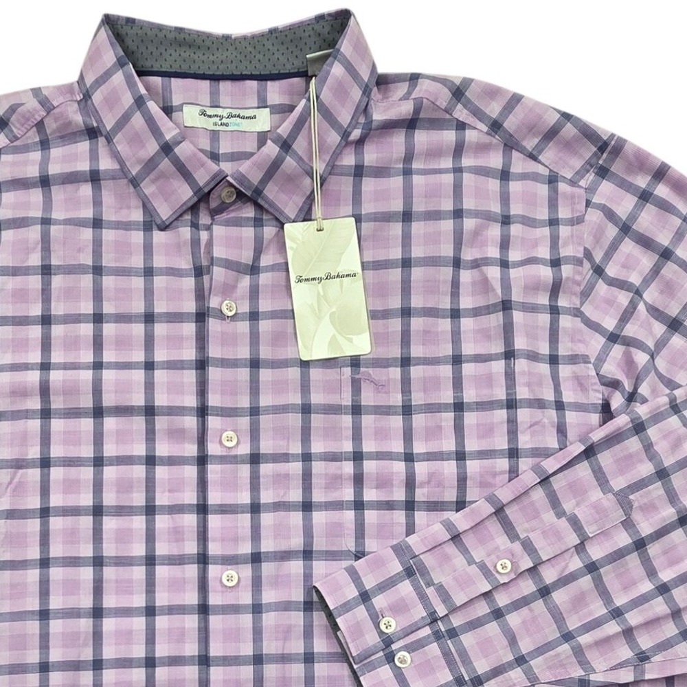 NWT Tommy Bahama IslandZone Shirt Newport Loto Check Purple Mens XXXL 3XL